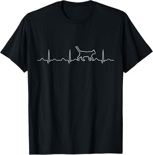 Cat Heartbeat Shirt, Funny Cute Feline Pet Owner Gift T-Shirt - T-Shirt | Black