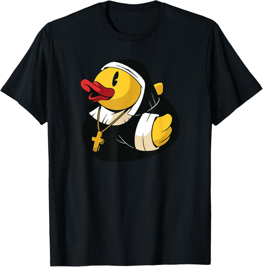 Rubber Duck Nun - Funny Halloween T-Shirt - T-Shirt | Black