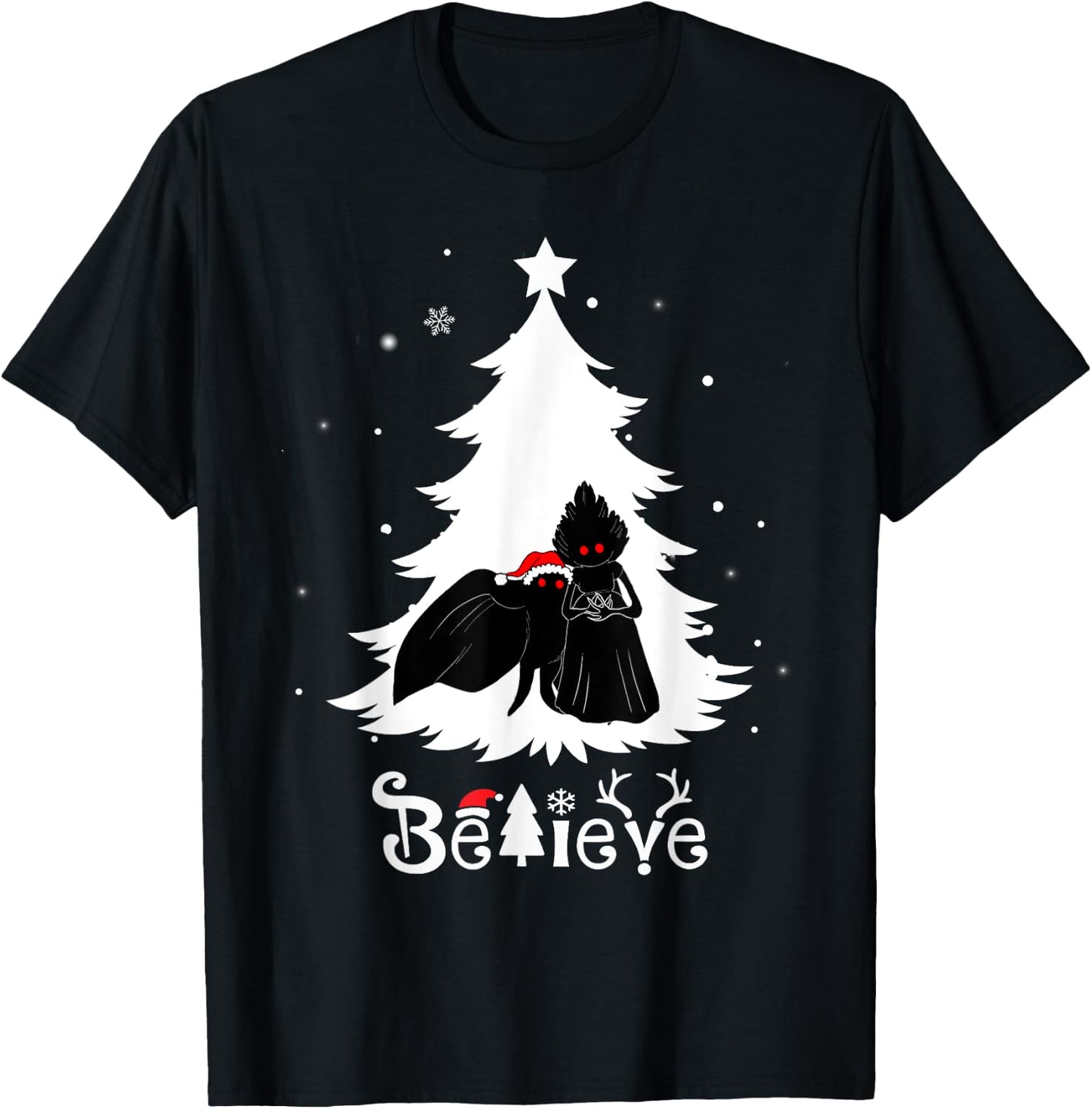 Mothman Flatwoods Monster Christmas Believe Funny Cryptid T-Shirt - T-Shirt | Black