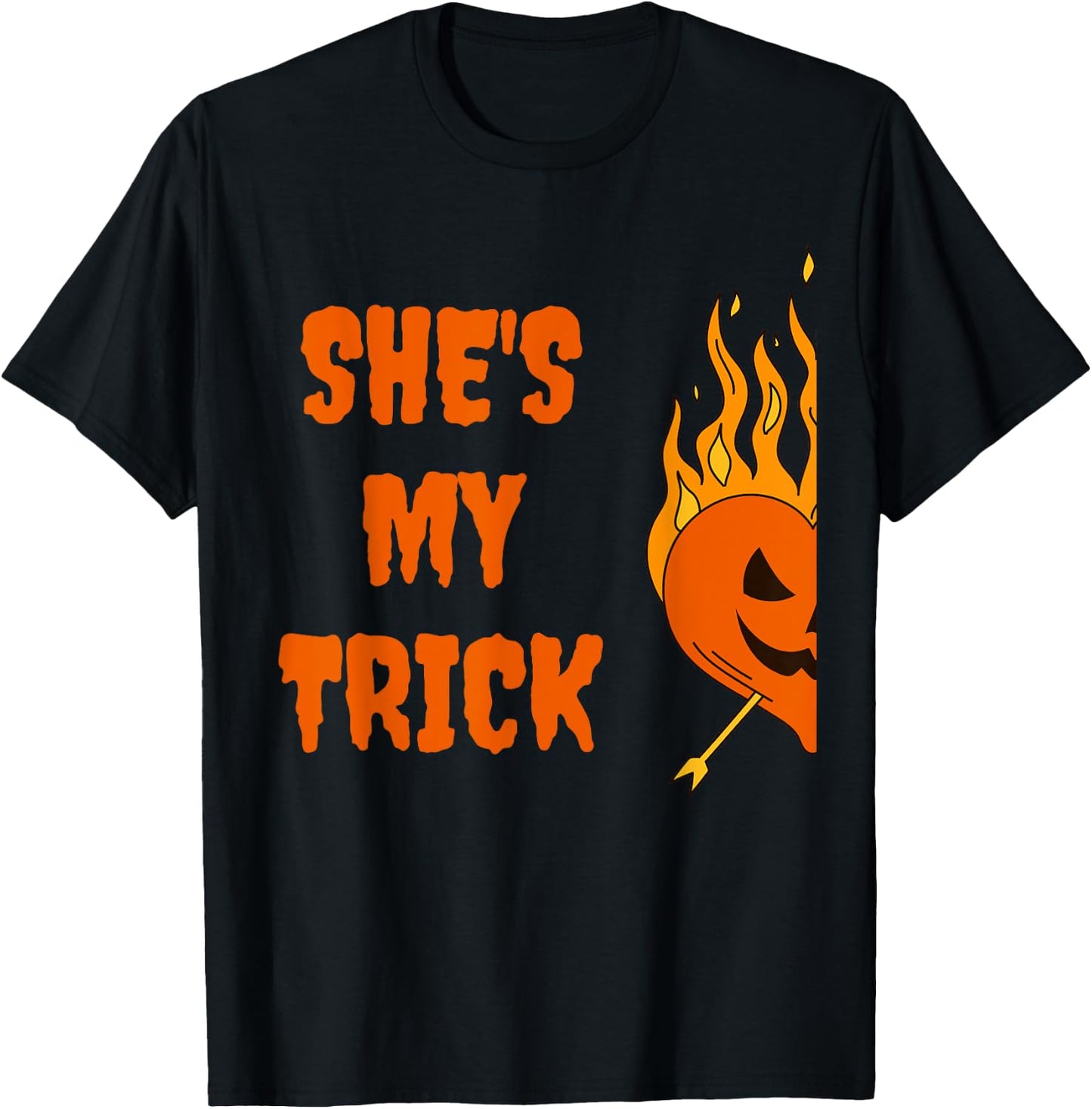 He's My Treat She's My Trick Halloween Matching Set Couples T-Shirt - T-Shirt | Black
