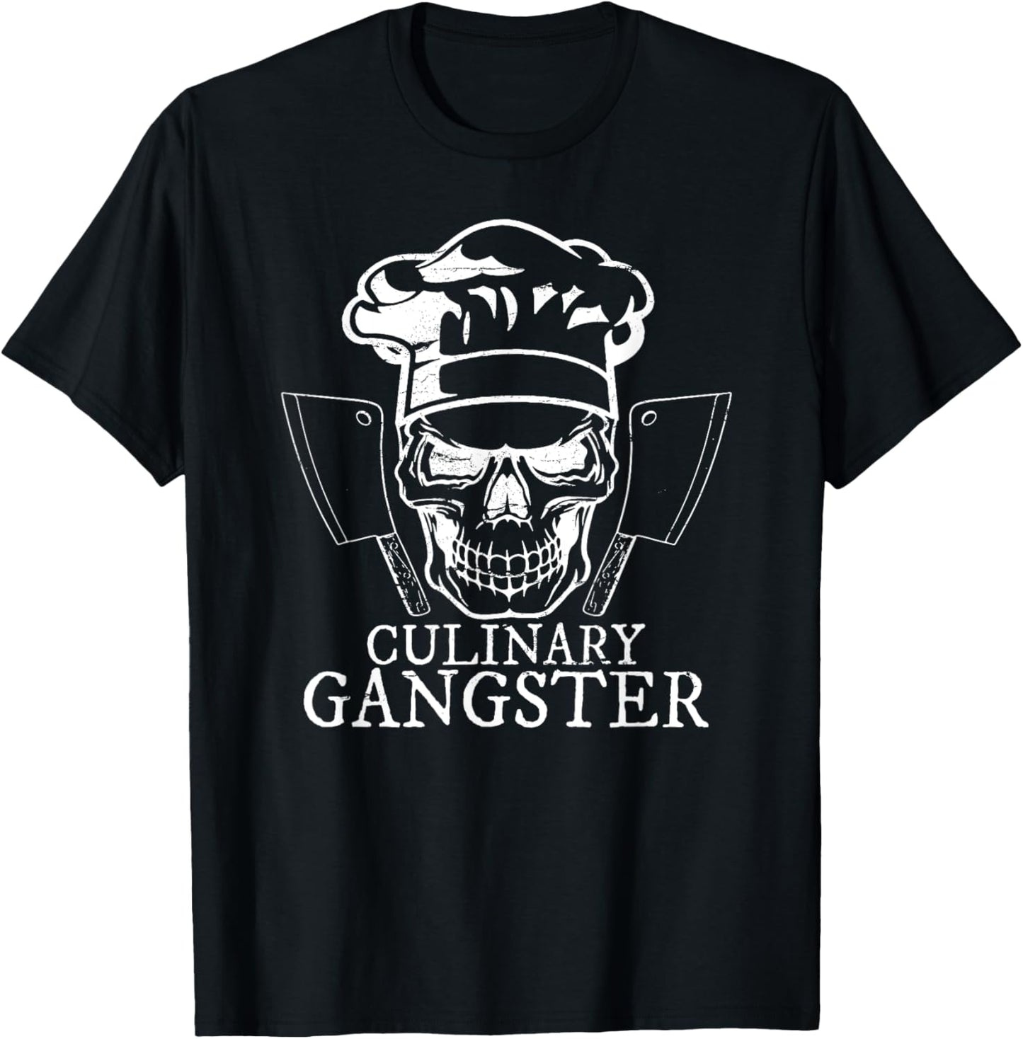 Culinary Gangster Shirt Funny Chef Gift Skull Hat Cooking T-Shirt - T-Shirt | Black