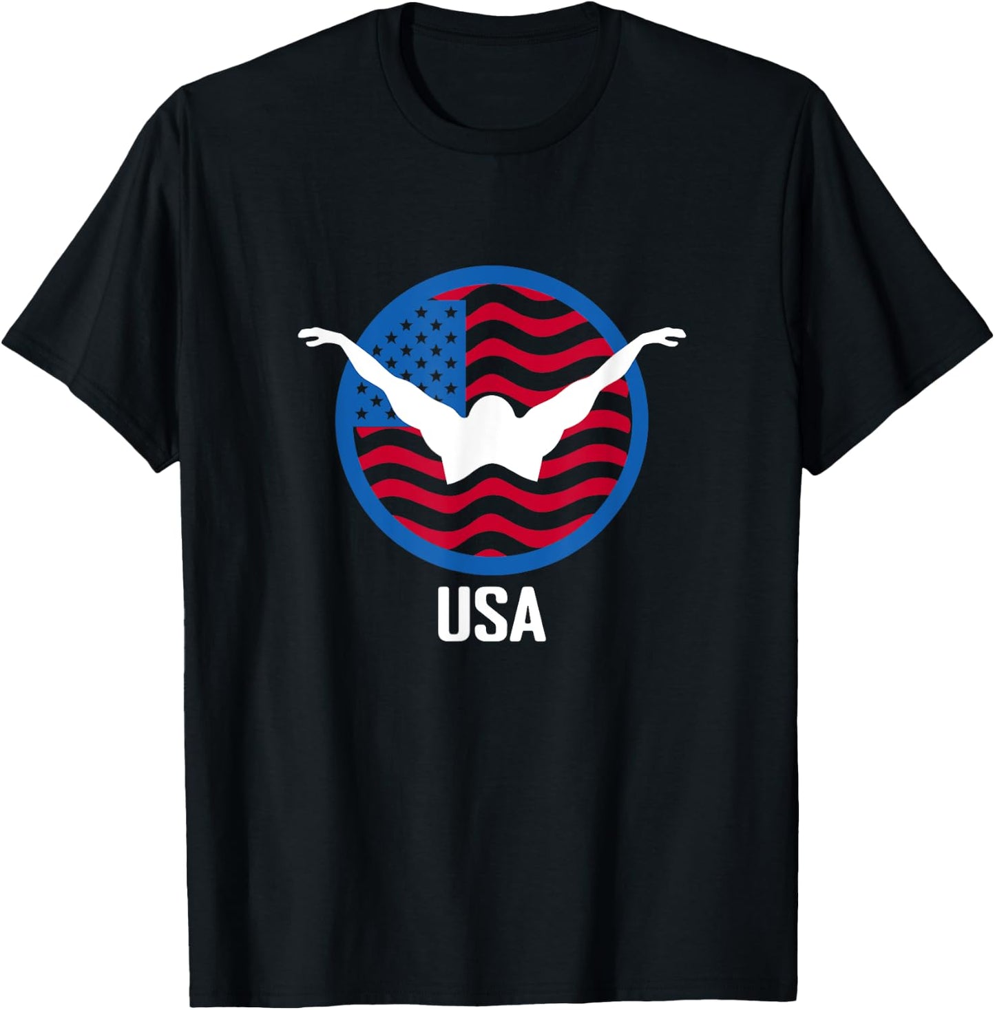 USA Swim Shirt, USA Summer Swimming 2024 Games Men Women Kids T-Shirt - T-Shirt | Black