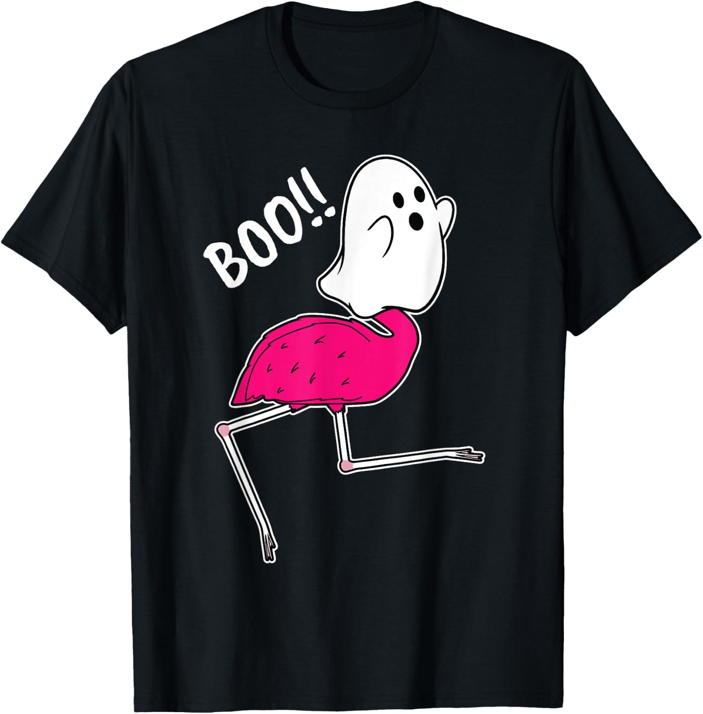 Flamingo Ghost Boo Lazy DIY Halloween Costume Funny Animal T-Shirt - T-Shirt | Black
