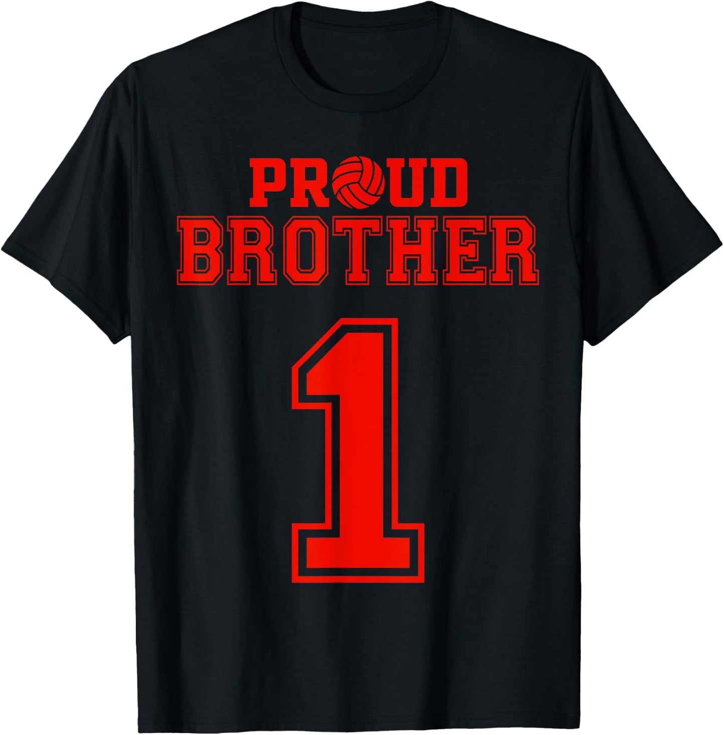 Proud Volleyball Brother Number 1 R T-Shirt - T-Shirt | Black