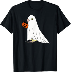 Parrot Ghost Pumpkin Funny Birds Lover Halloween Costume T-Shirt - T-Shirt | Black