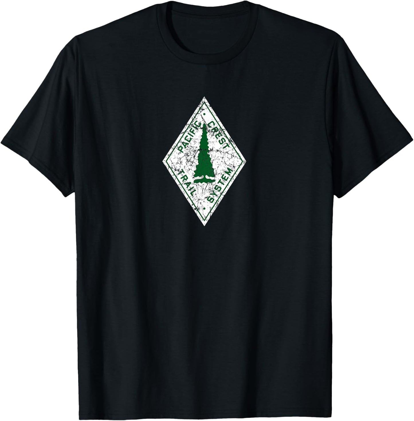 Pacific Crest Trail Marker Distressed , Small, Black T-Shirt - T-Shirt | Black