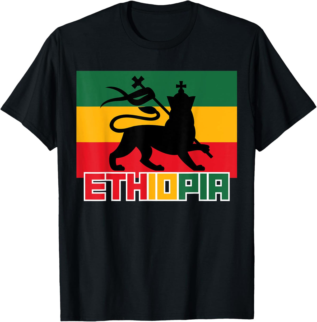 Ethiopia Ethiopian Apparel Lion Of Judah Art Design T-Shirt - T-Shirt | Black