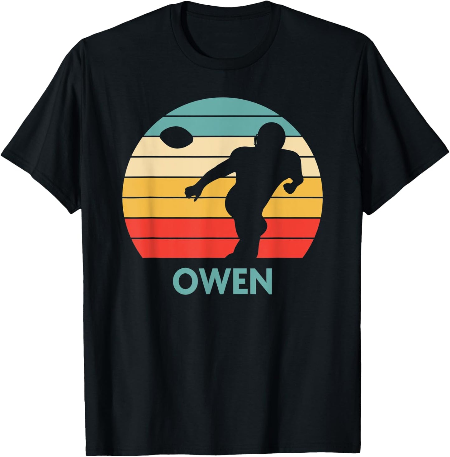 Owen Name Gift Personalized Football T-Shirt - T-Shirt | Black