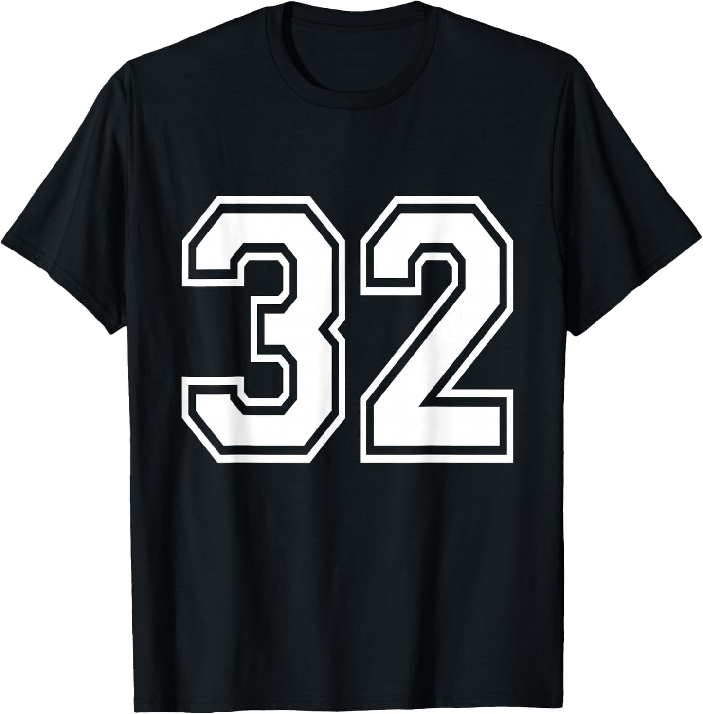 Number 32 Varsity Sports Team Jersey 32nd Birthday 32 Years T-Shirt - T-Shirt | Black