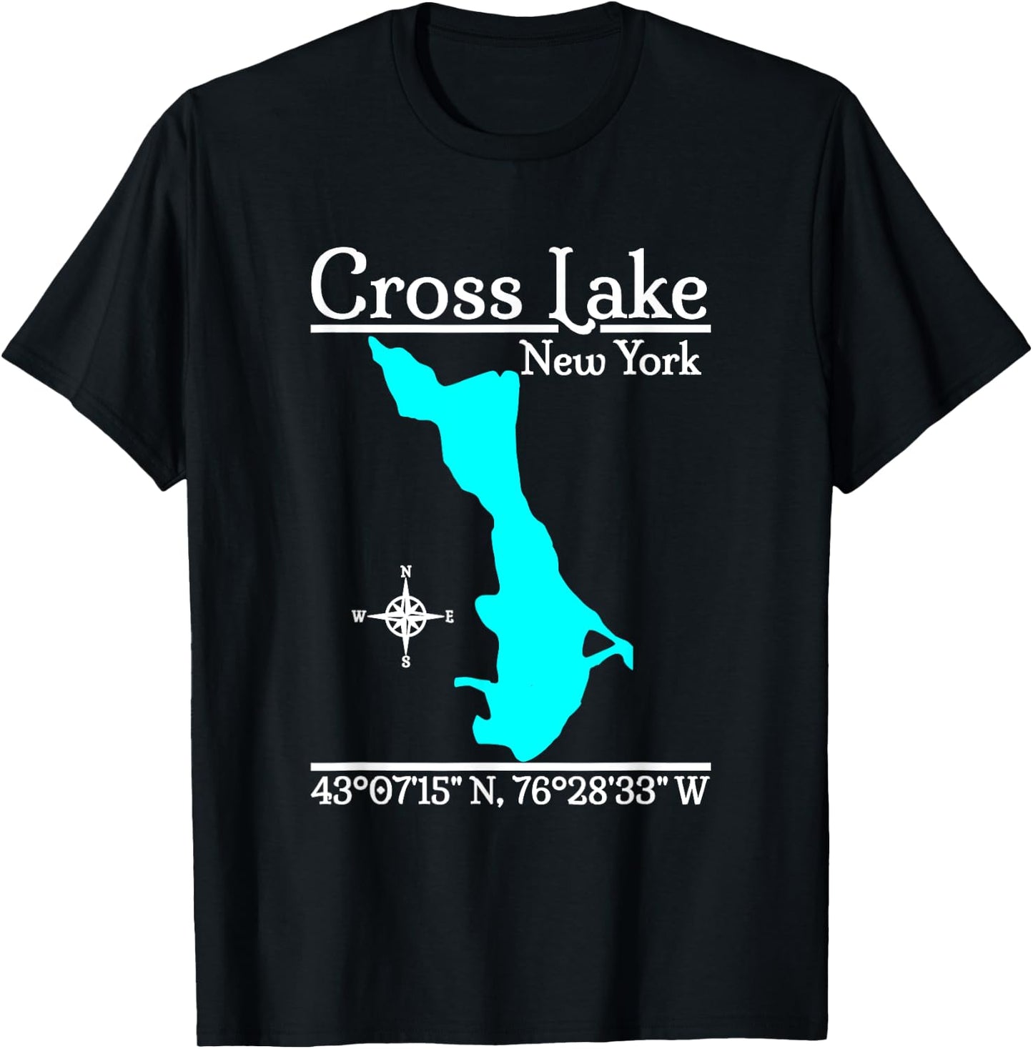 Cross Lake - New York T-Shirt - T-Shirt | Black