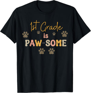 1st Grade is Paw-some Teacher Dog Lover Teacher School Men Women Kids T-Shirt - T-Shirt | Black