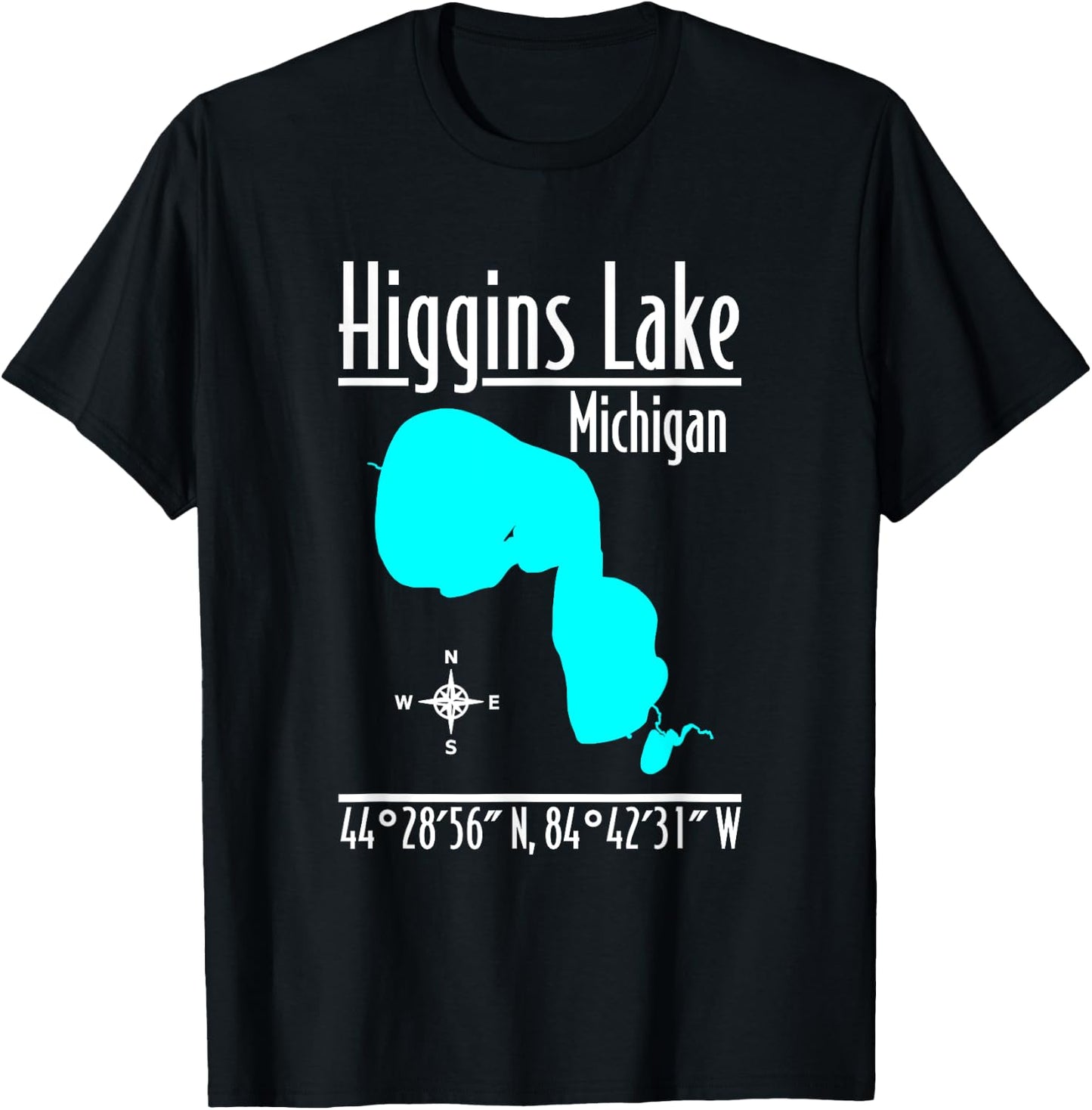 Modern Higgins Lake - Michigan T-Shirt - T-Shirt | Black