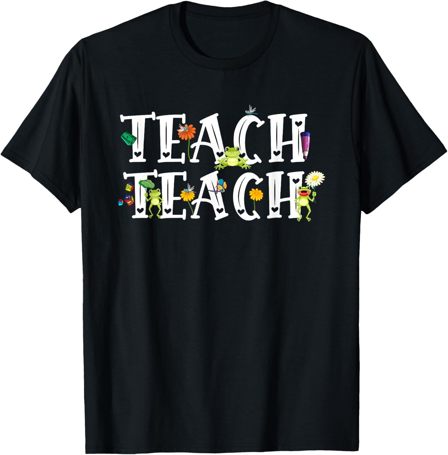 Teacher Cute Frogs Back To School Teach School Student Men Women Girls Kids T-Shirt - T-Shirt | Black