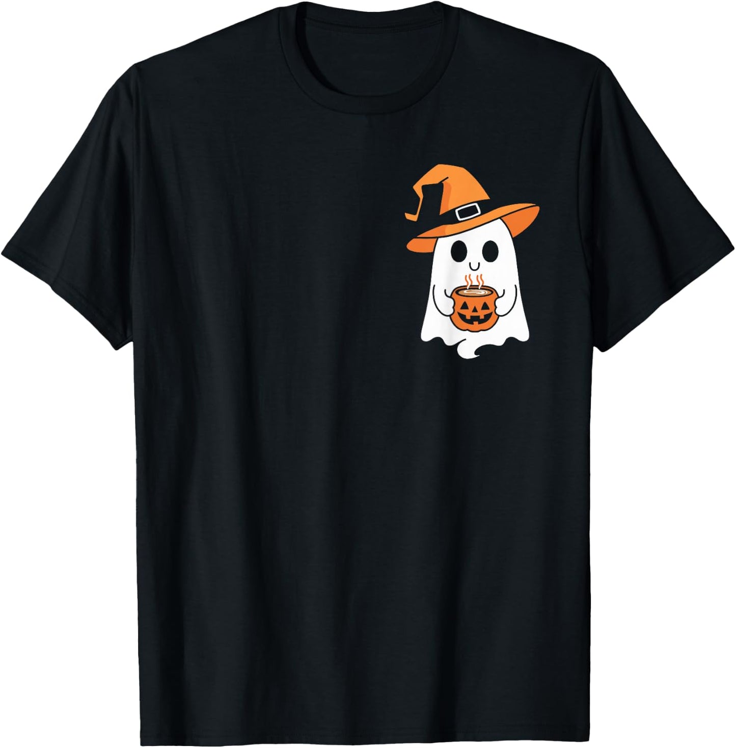 Ghost Drinking Coffee Funny Halloween Costume Coffee Lover T-Shirt - T-Shirt | Black