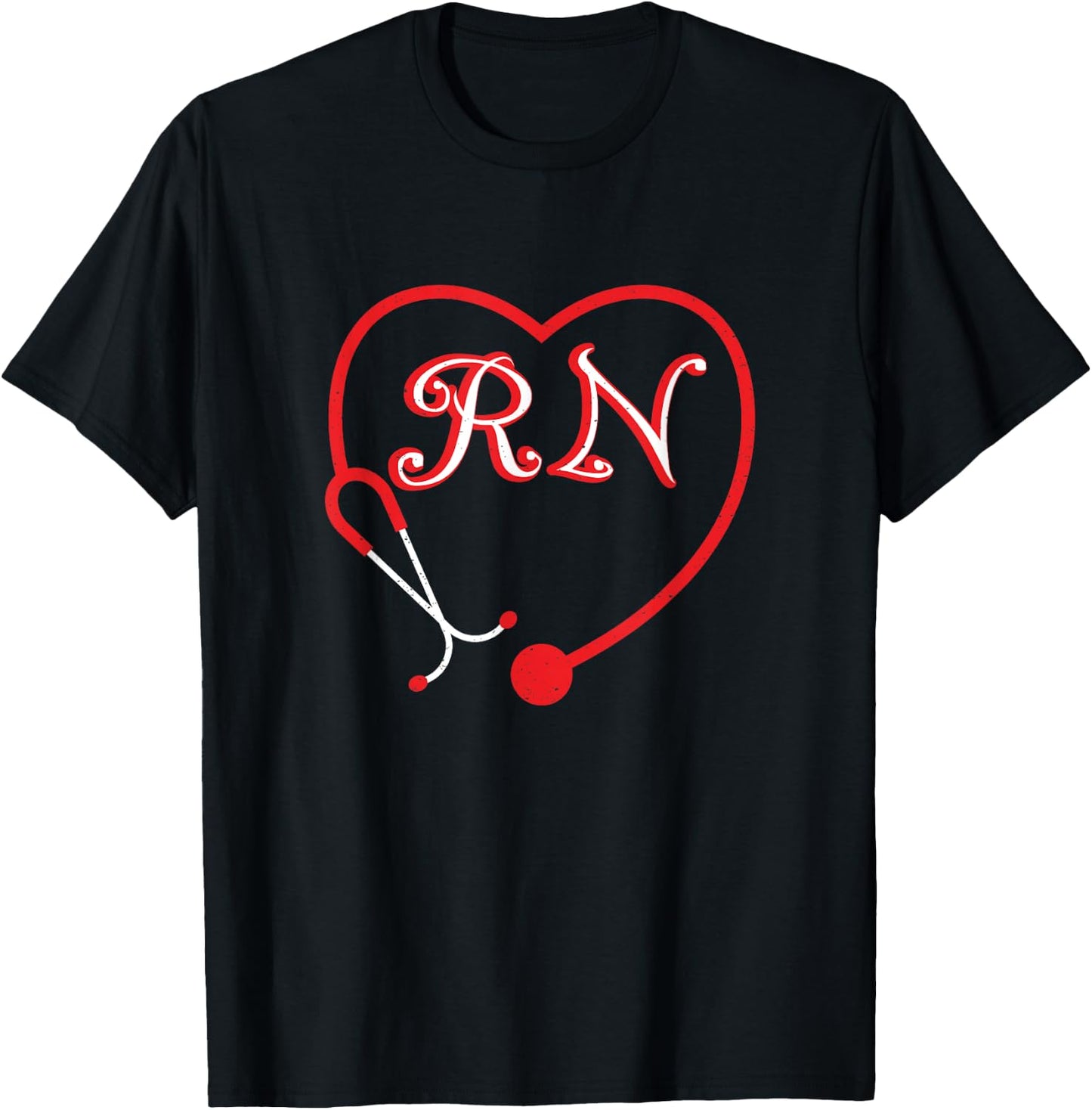 Registered Nurse Valentine's Day Heart stethoscope RN T-Shirt - T-Shirt | Black