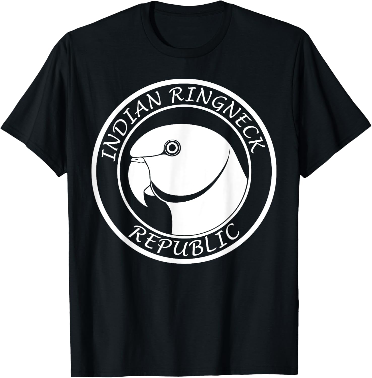 Indian Ringneck Parrot Face (White) T-Shirt - T-Shirt | Black