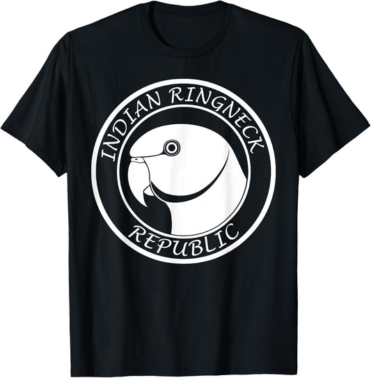 Indian Ringneck Parrot Face (White) T-Shirt - T-Shirt | Black