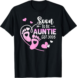Coming Soon 2025 Soon To Be Auntie est. 2025 T-Shirt - T-Shirt | Black