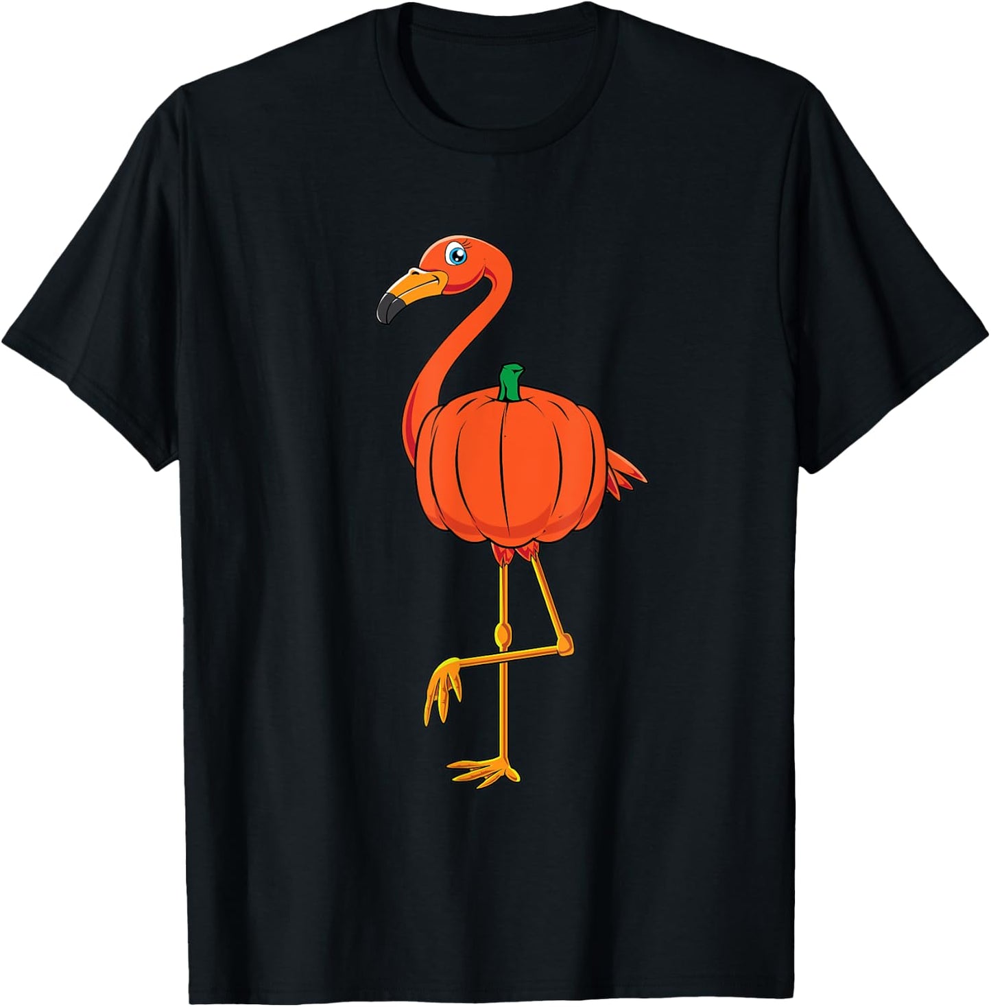 Flamingo Pumpkin Shirt Halloween Cute Flamingo Lover Costume T-Shirt - T-Shirt | Black