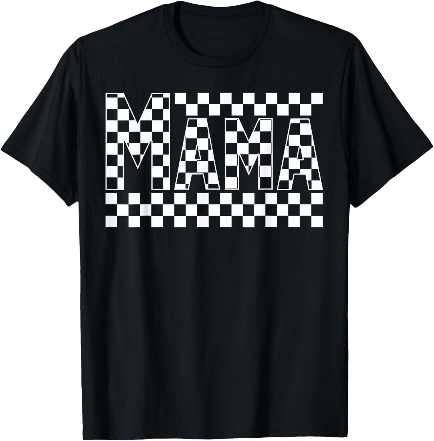 Funny Retro Checkered Mama Vintage Mom Mother's Day T-Shirt - T-Shirt | Black