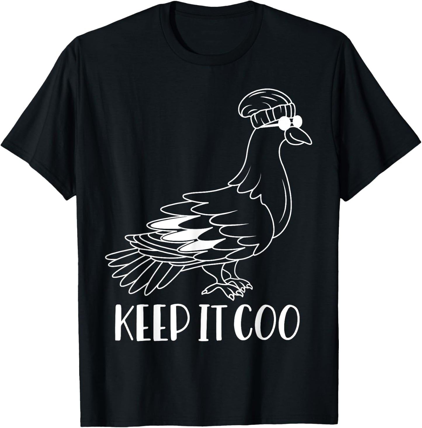 Hipster Pigeon - Keep it Coo Funny Cool Pigeon T-Shirt - T-Shirt | Black