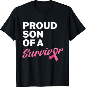 Son Of A Survivor My Mother Mom Is A Breast Cancer Survivor T-Shirt - T-Shirt | Black