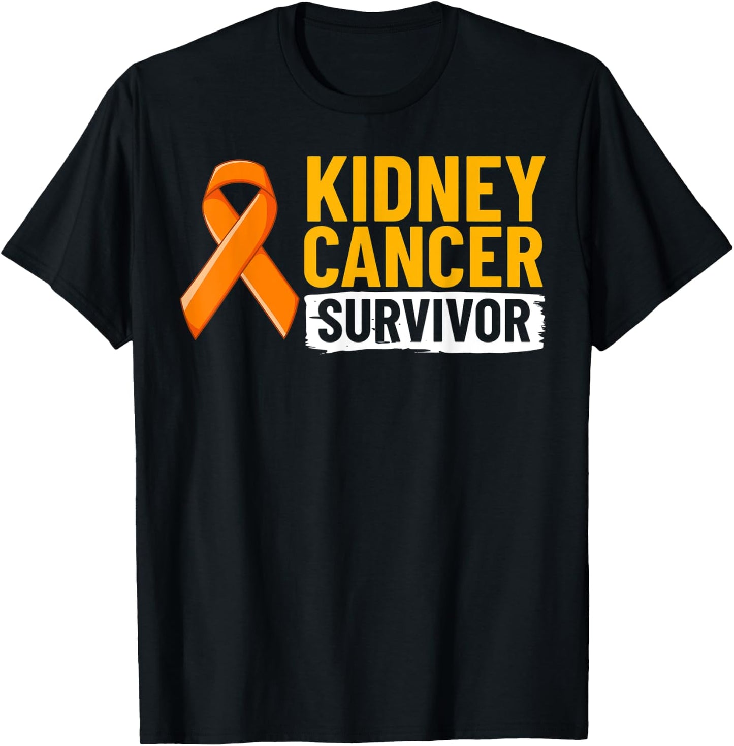 Kidney Cancer Orange Ribbon Awareness Survivor T-Shirt - T-Shirt | Black