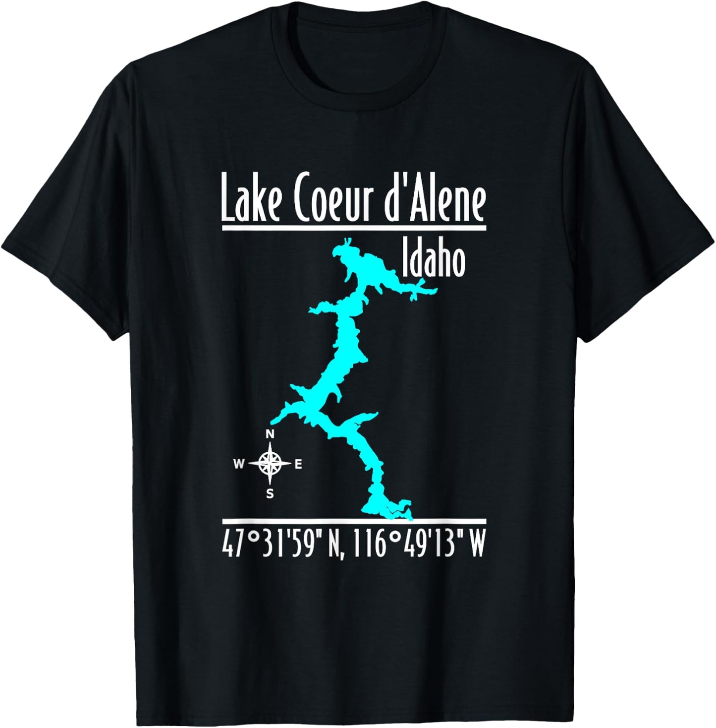 Modern Lake Coeur d'Alene - Idaho T-Shirt - T-Shirt | Black