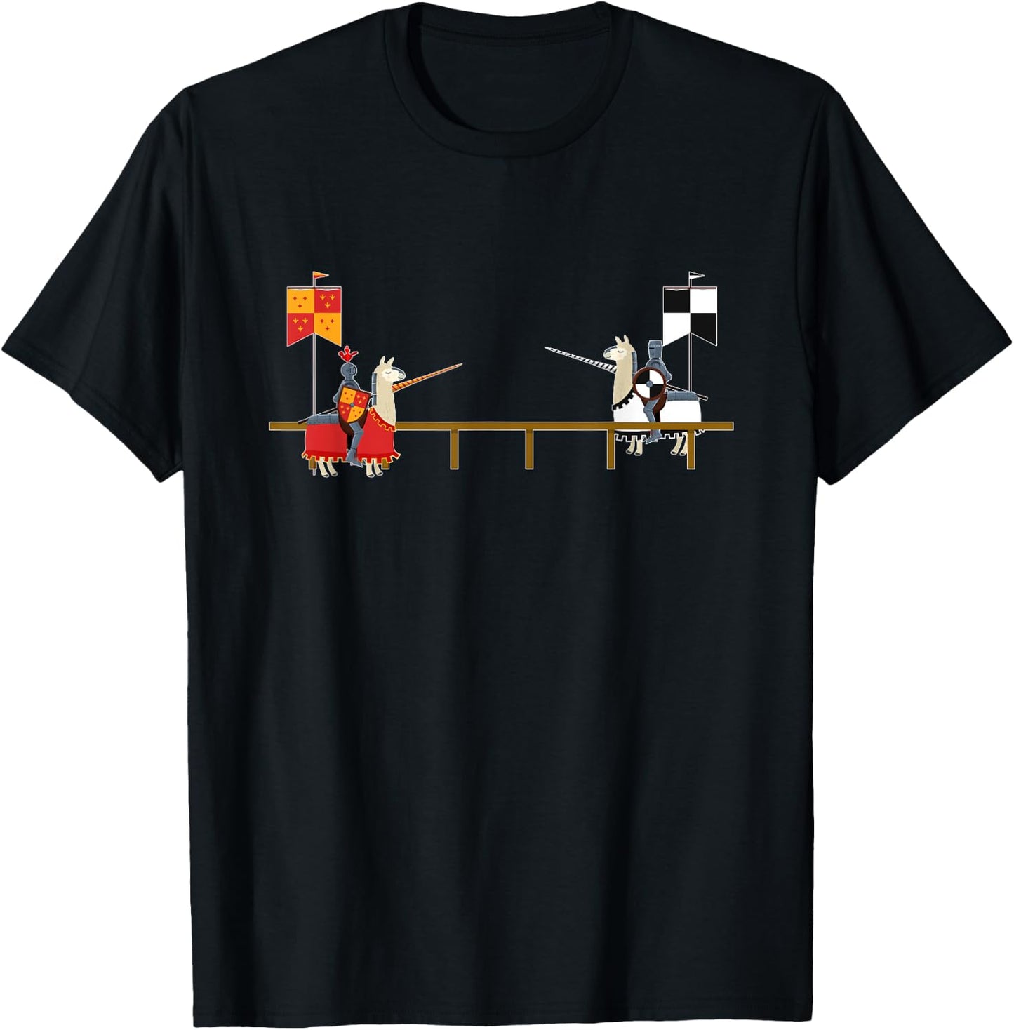 Llama Jousting - Funny Medieval Knight Lance T-Shirt - T-Shirt | Black
