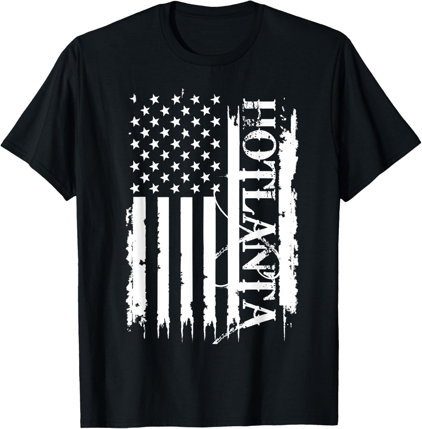 Hotlanta United States Distressed w US Flag T-Shirt - T-Shirt | Black