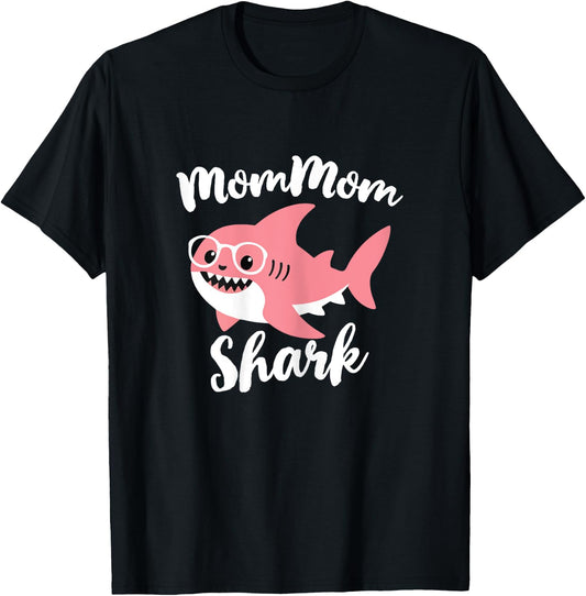 MomMom Shark Mother's Day Grandma Funny Mom-Mom T-Shirt - T-Shirt | Black