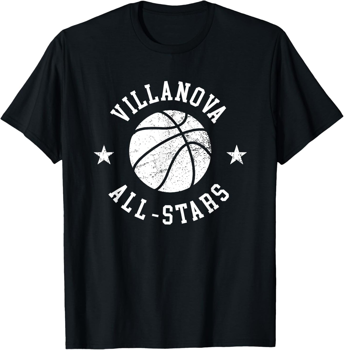 Villanova Vintage All-Stars Retro 80s Basketball T-Shirt - T-Shirt | Black