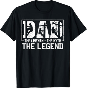 Dad The Lineman The Myth The Legend Shirt T-Shirt - T-Shirt | Black