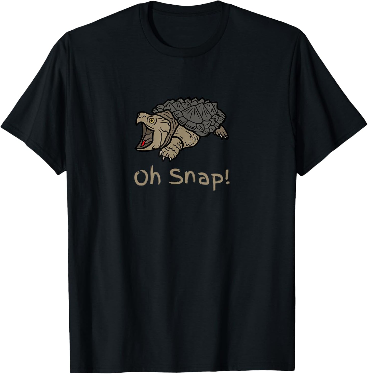 Oh Snap Statement, Snapping Turtle Funny Reptile Graphic Tan T-Shirt - T-Shirt | Black