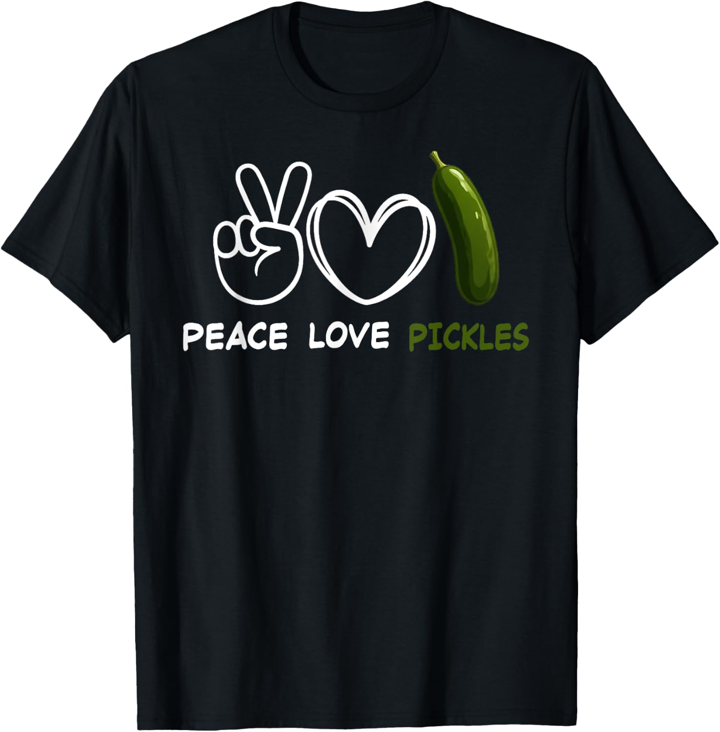 Peace, Love Pickles Retro Pickles Lover Food Lover T-Shirt - T-Shirt | Black