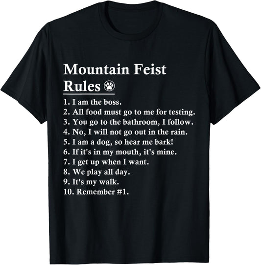 Funny Mountain Feist Dog Rules Men Women Kids T-Shirt - T-Shirt | Black