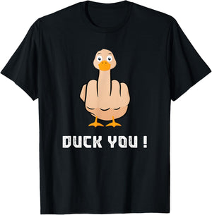 Duck You Duck Lover Flipping Bird Quack Duckies Sarcasm T-Shirt - T-Shirt | Black