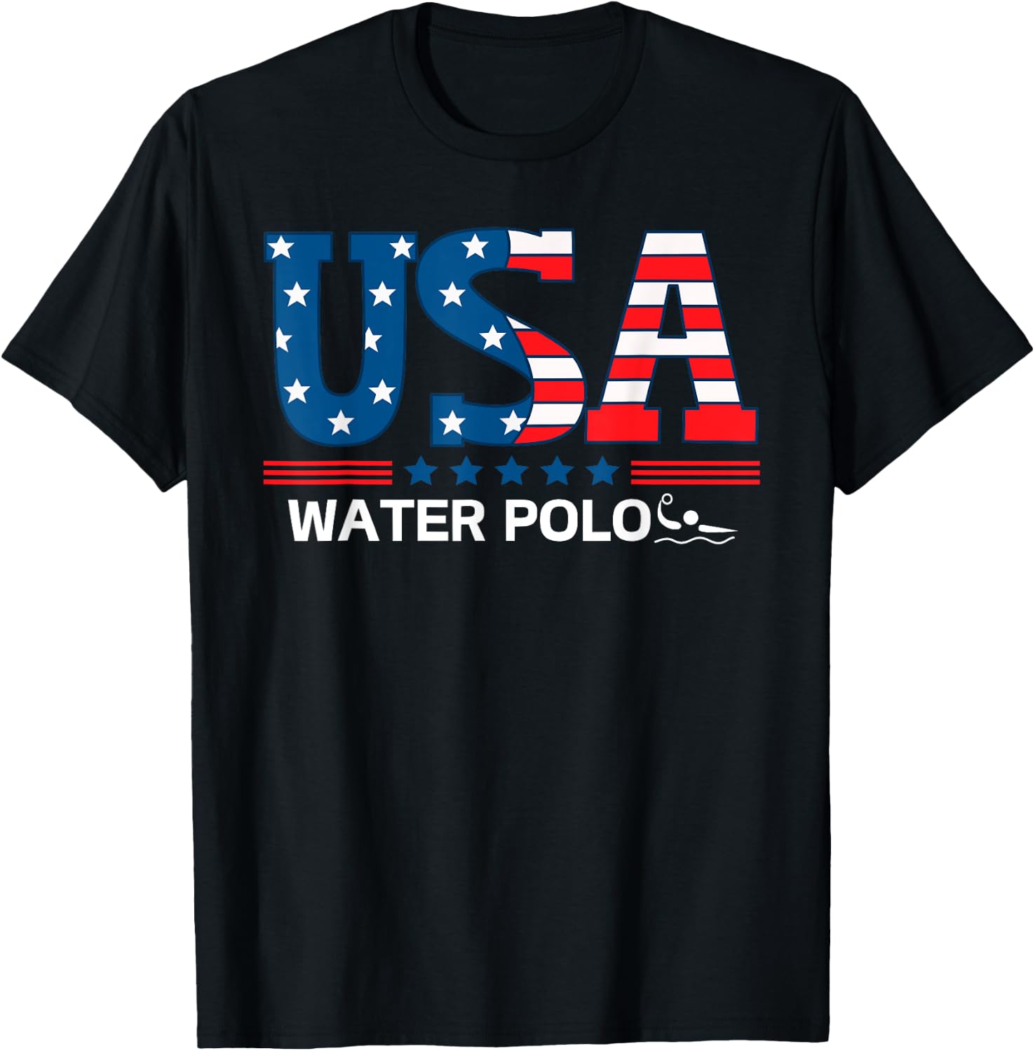 Water Polo United States Flag USA Team Sport Water Polo T-Shirt - T-Shirt | Black