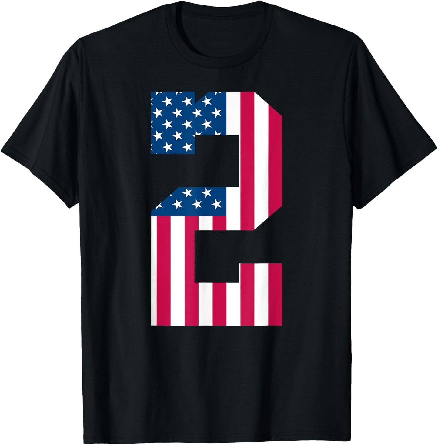 Fun 2nd Birthday US American Flag 2nd Of July Boy 2 Year Old T-Shirt - T-Shirt | Black
