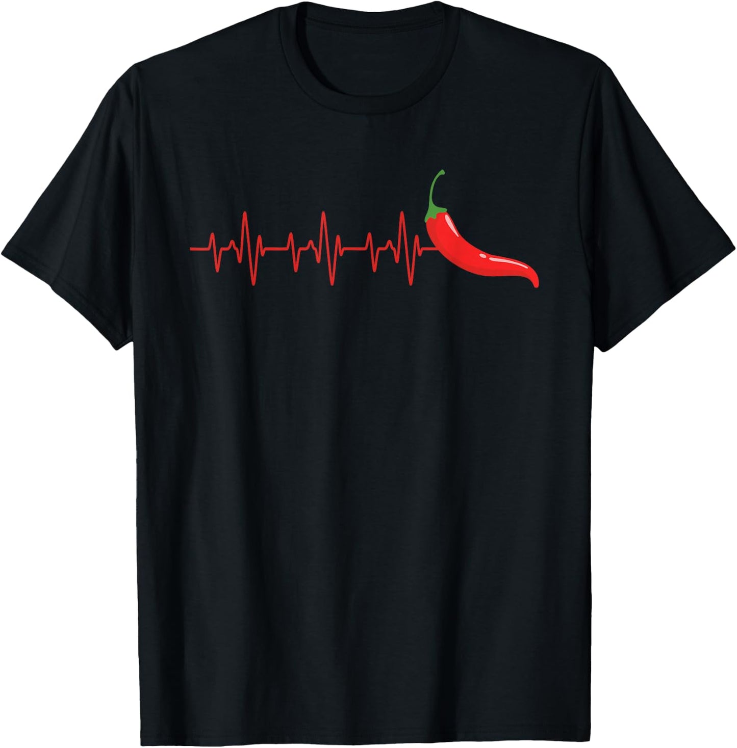Red Chili Pepper - Pulse Heartbeat American Spicy Food Lover T-Shirt - T-Shirt | Black