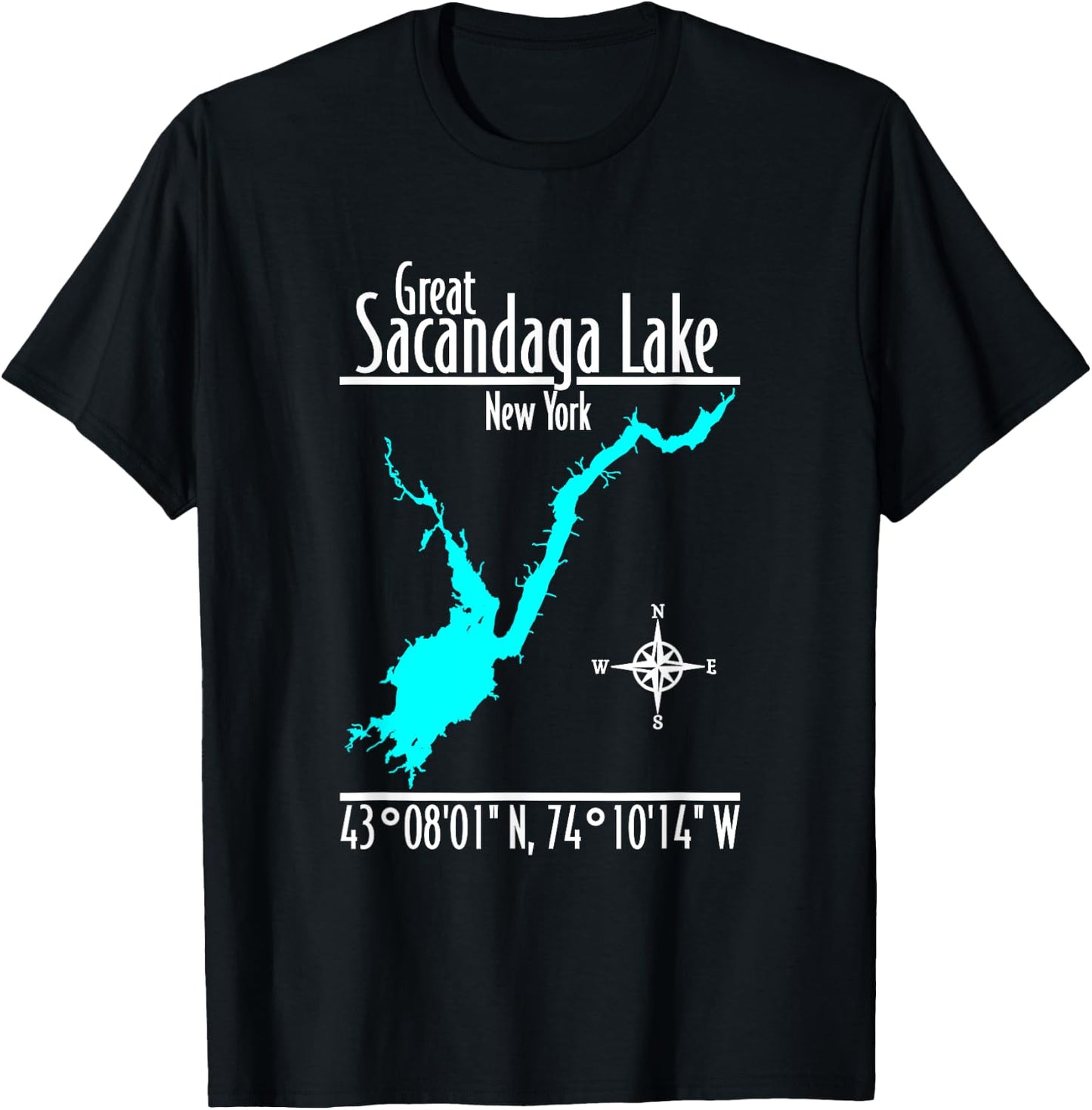 Modern Great Sacandaga Lake - New York T-Shirt - T-Shirt | Black