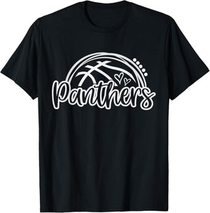 Basketball Panther School Sports Fan Team Spirit T-Shirt - T-Shirt | Black