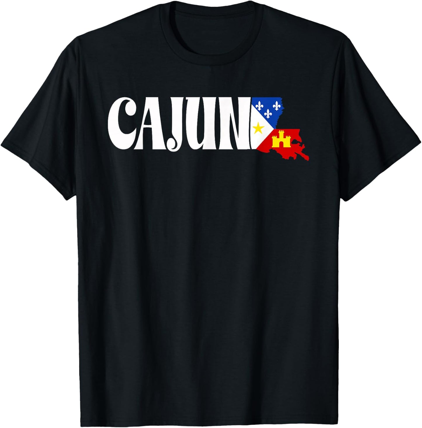 Cajun American Flag Louisiana Heritage T-Shirt - T-Shirt | Black