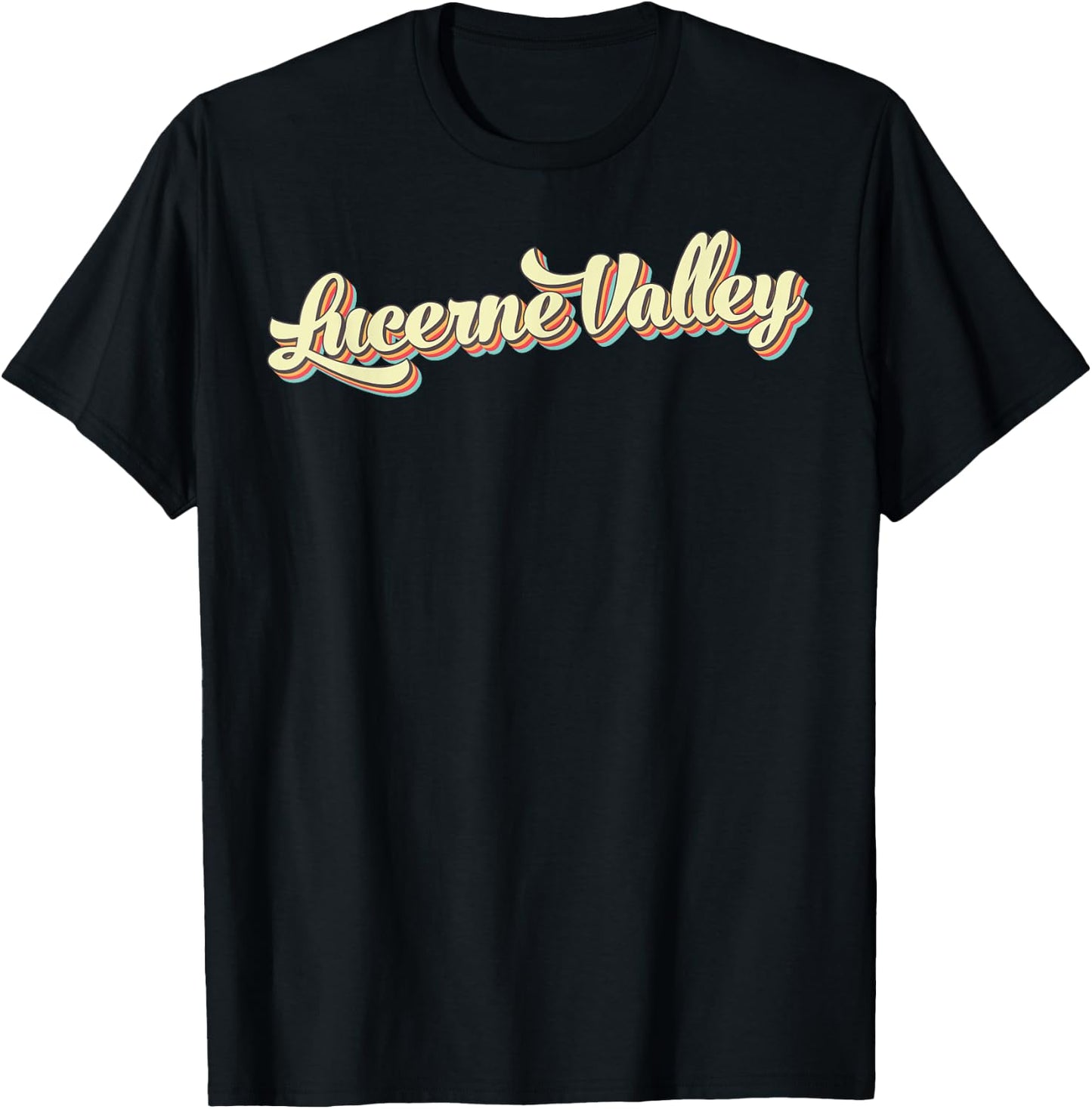 Lucerne Valley Retro Art Baseball Font Vintage T-Shirt - T-Shirt | Black