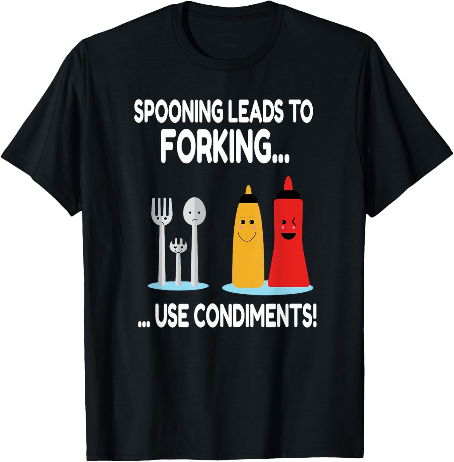 Spooning Leads To Forking Funny Adult Innuendo Gift T-Shirt - T-Shirt | Black