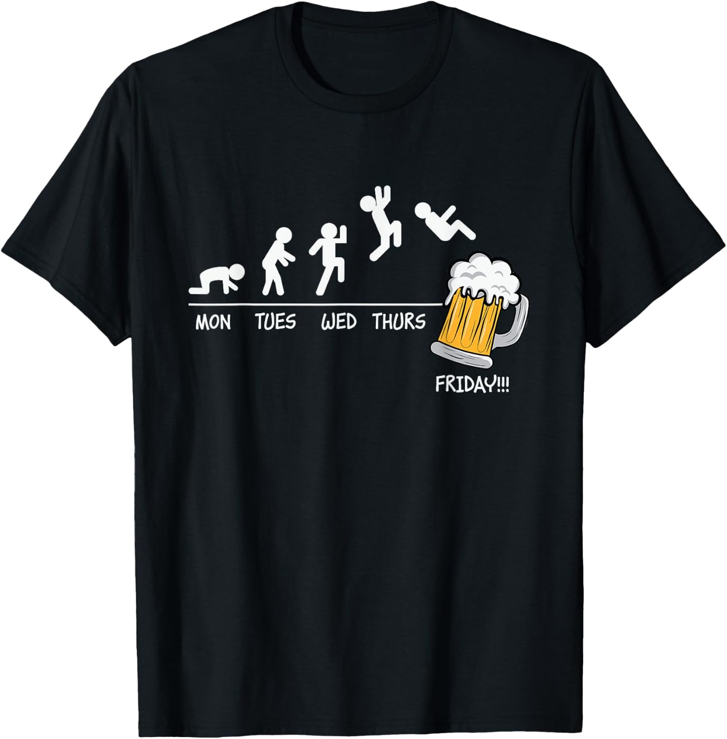 Monday Tuesday Wednesday Thursday Friday Funny Beer Drinking T-Shirt - T-Shirt | Black