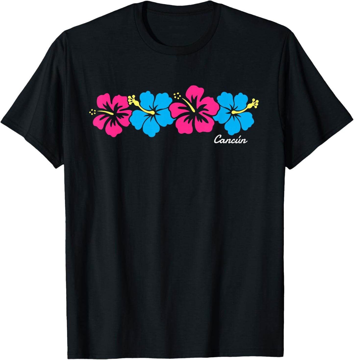 Cancun Mexico Hibiscus Flower Cruise Vacation Souvenir T-Shirt - T-Shirt | Black