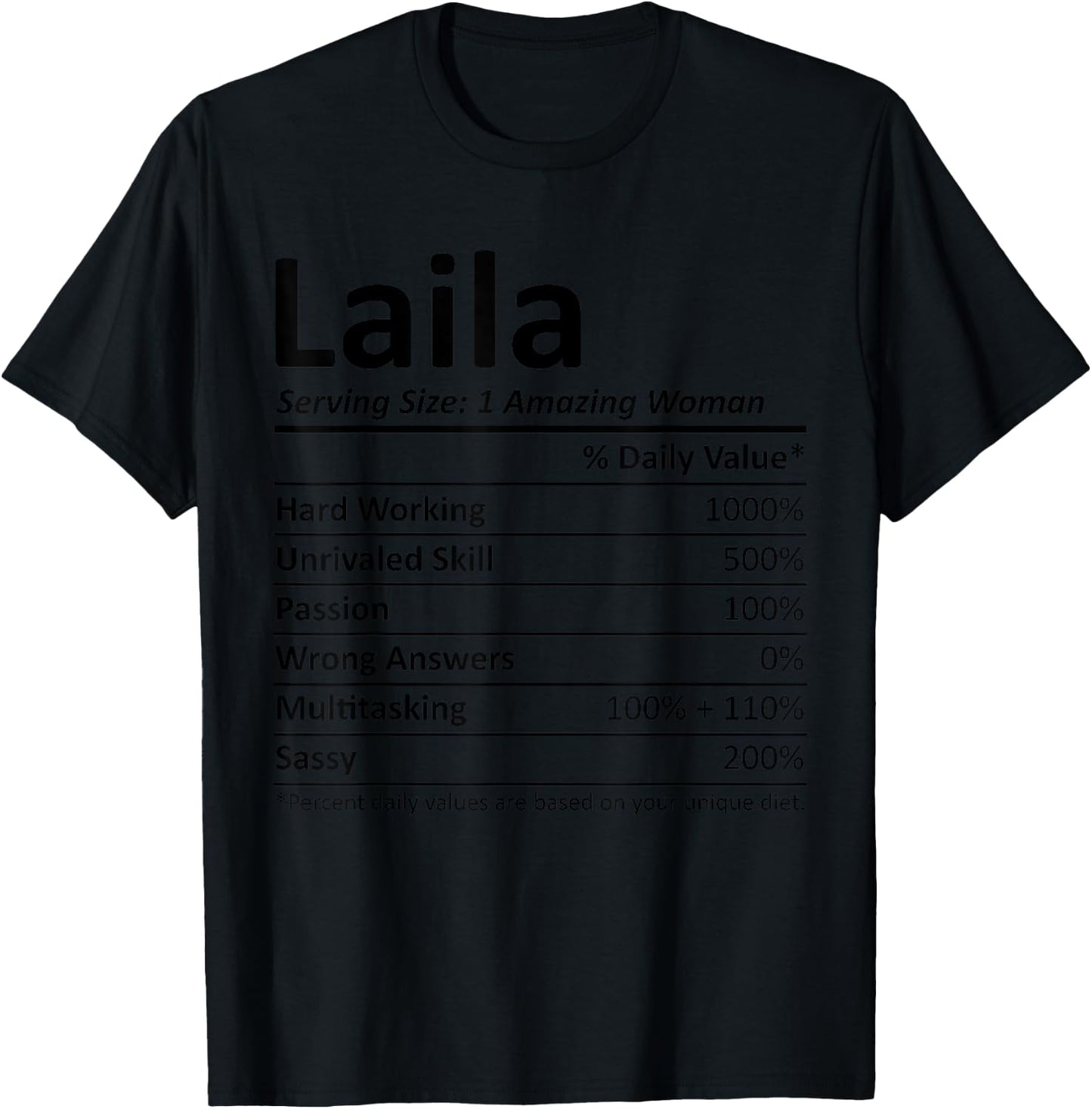 LAILA Nutrition Personalized Name Funny Christmas Idea T-Shirt - T-Shirt | Black