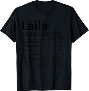LAILA Nutrition Personalized Name Funny Christmas Idea T-Shirt - T-Shirt | Black