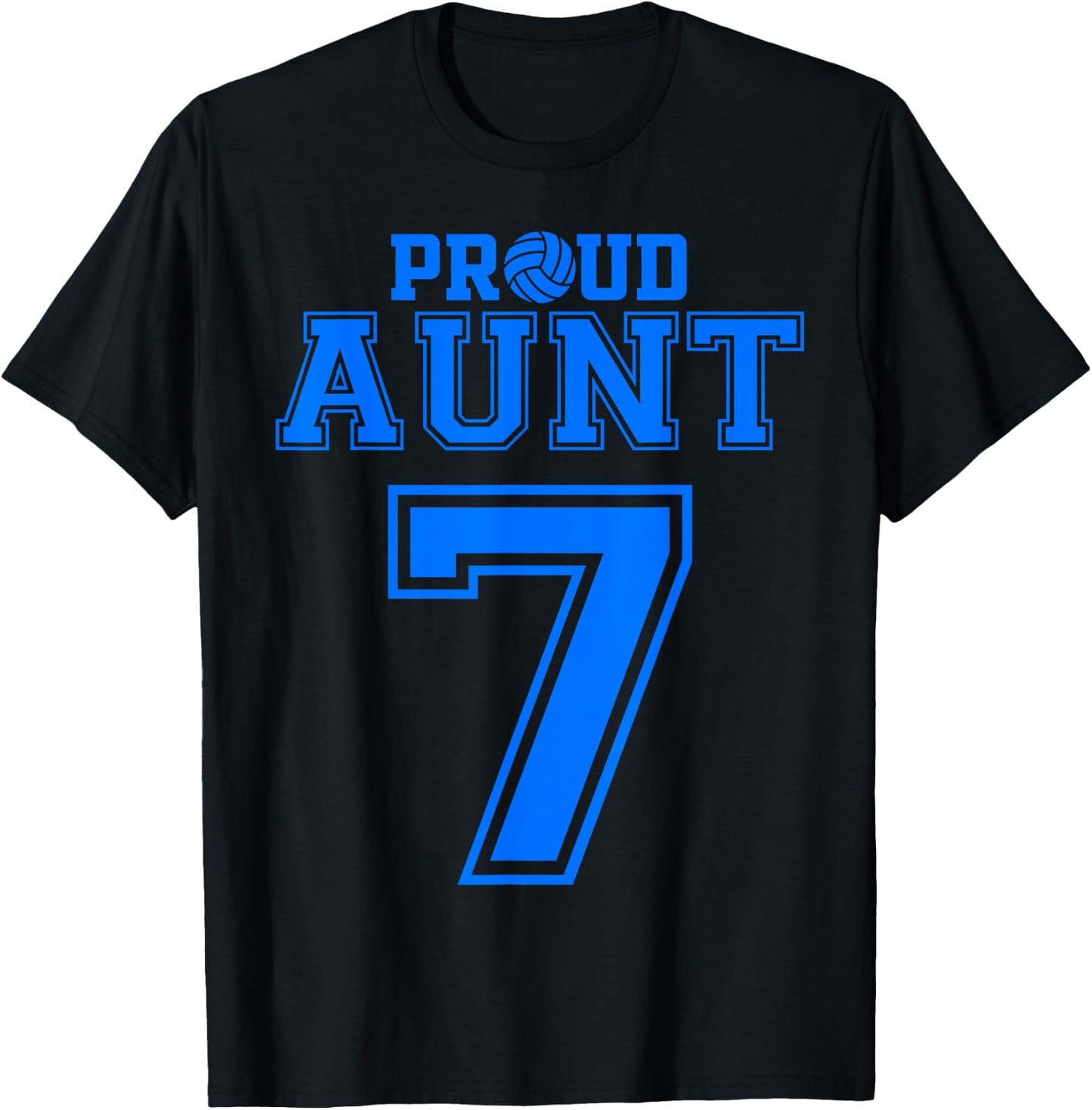 Proud Volleyball Aunt Number 7 B T-Shirt - T-Shirt | Black